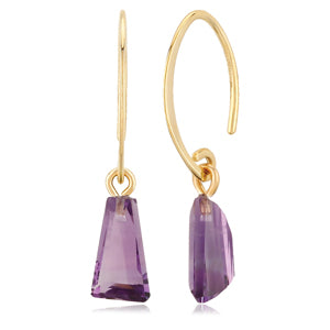 14K Yellow Gold Mini Sweep Amethyst Dangle