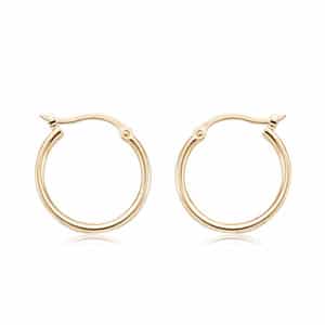 14K Yellow Gold 1.5x15mm Stirrup Hinged Hoop Earrings by The Little Jewel