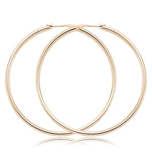 14K Yellow Gold 1.5x50mm S/D Tube Hoop Earrings by Carla & Nancy B.