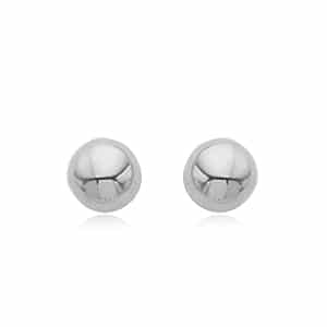 14K White Gold 8mm Polished Button Stud Earrings by Carla & Nancy B.