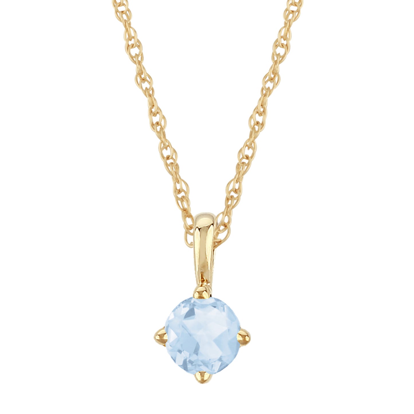 14K Yellow Gold 4mm Aquamarine Pendant