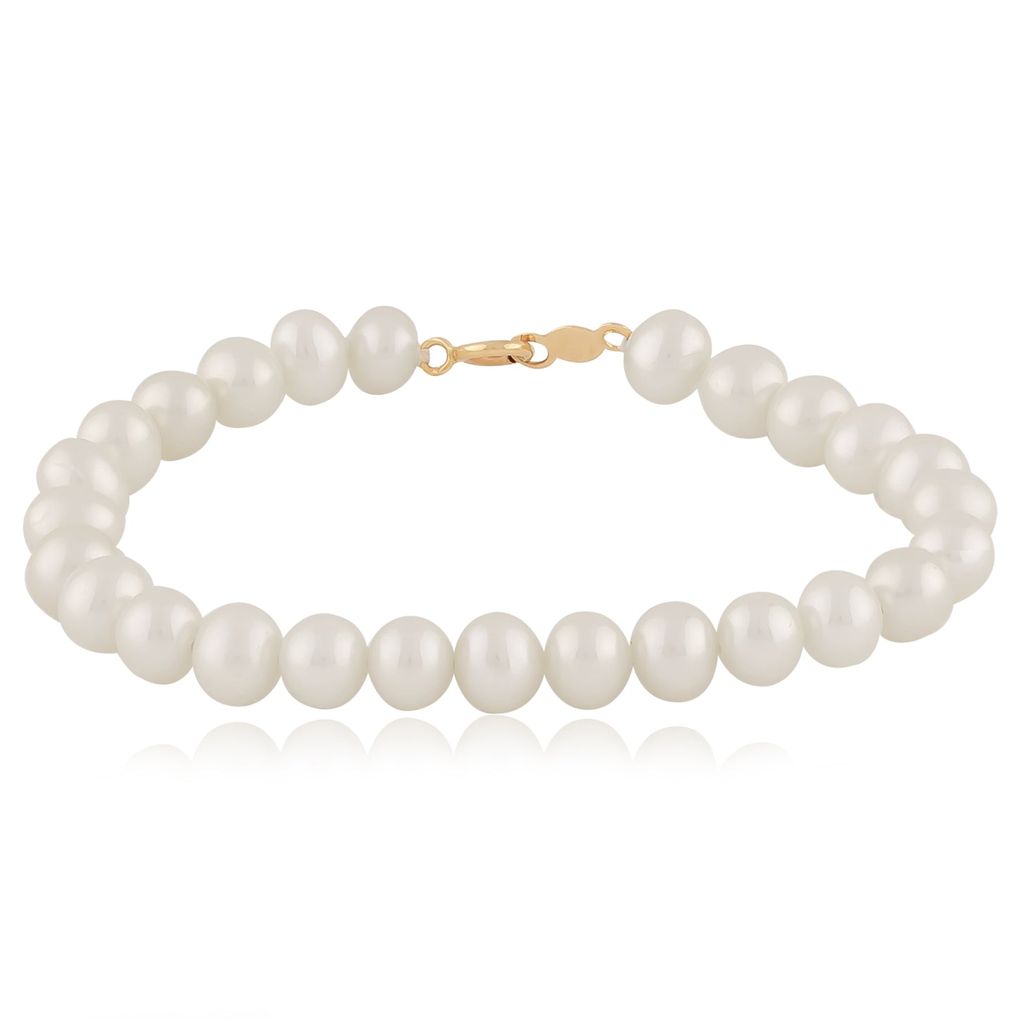 14K Yellow Gold 4.5-5mm Fresh Water Pearl Strand Bracelet