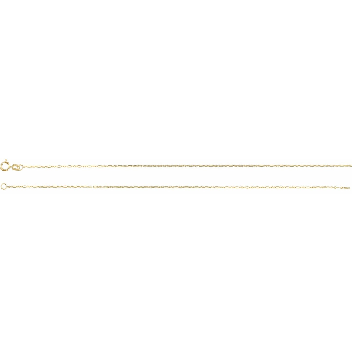 14K Yellow Gold 1.25mm Figaro Chain 18 inches