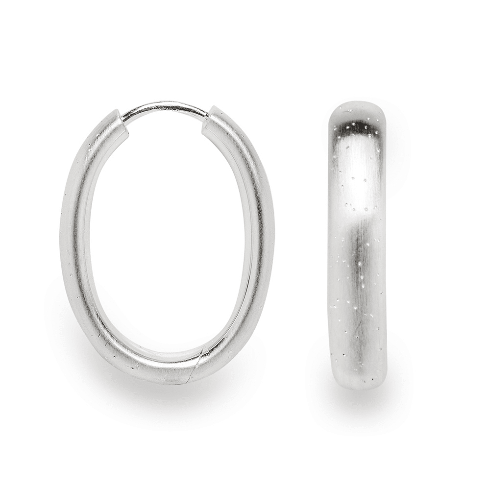 Sterling Silver Matte Finish Diamond Dust Hinged Hoops by Bastian