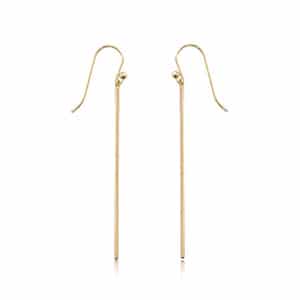 14K Yellow Gold Long Thin Column Drop Earrings by Carla & Nancy B.