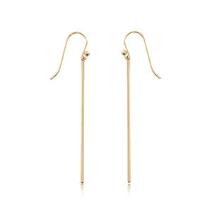 14K Yellow Gold Long Thin Column Drop