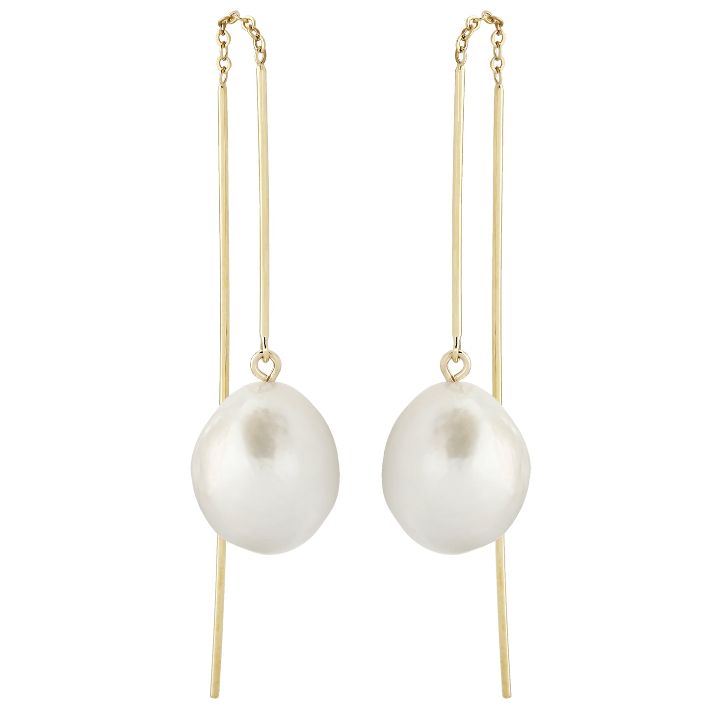 14K Yellow Gold Pearl Threaders