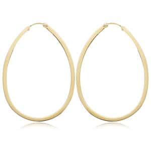 14K Yellow Gold Large Flat Teardrop Hoop Earrings by Carla & Nancy B.