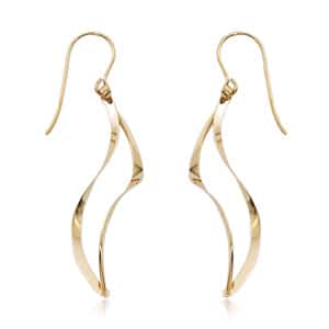 14K Yellow Gold Twisting Flame Dangle Earrings by Carla & Nancy B.