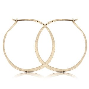 14K Yellow Gold Hammered Round Hoop Earrings by Carla & Nancy B.