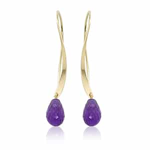 14K Yellow Gold Twisted Sweep Amethyst Dangle Earrings by Carla & Nancy B.