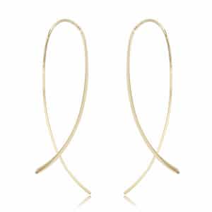 14K Yellow Gold Cross Over Sweep Earrings by Carla & Nancy B.