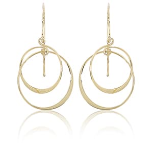 14K Yellow Gold Double Interlocked Circles Dangle Earrings by Carla & Nancy B.