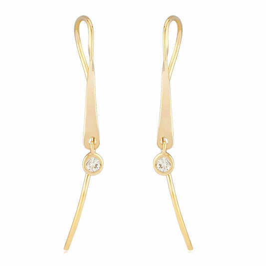 14K Yellow Gold Mini Ribbon Earrings with Diamonds by Carla & Nancy B.