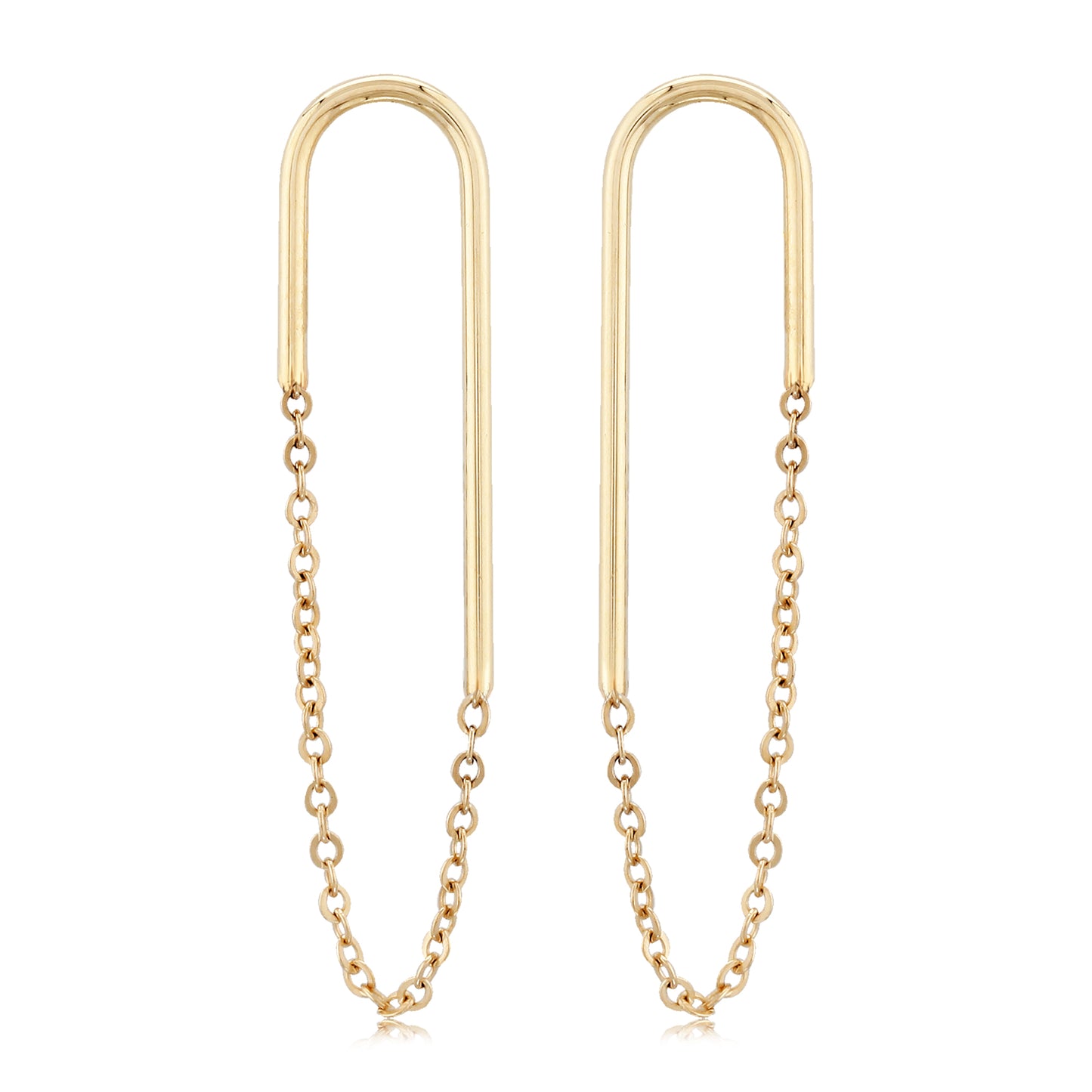 14k Yellow Gold Endless Oval with Chain Earring