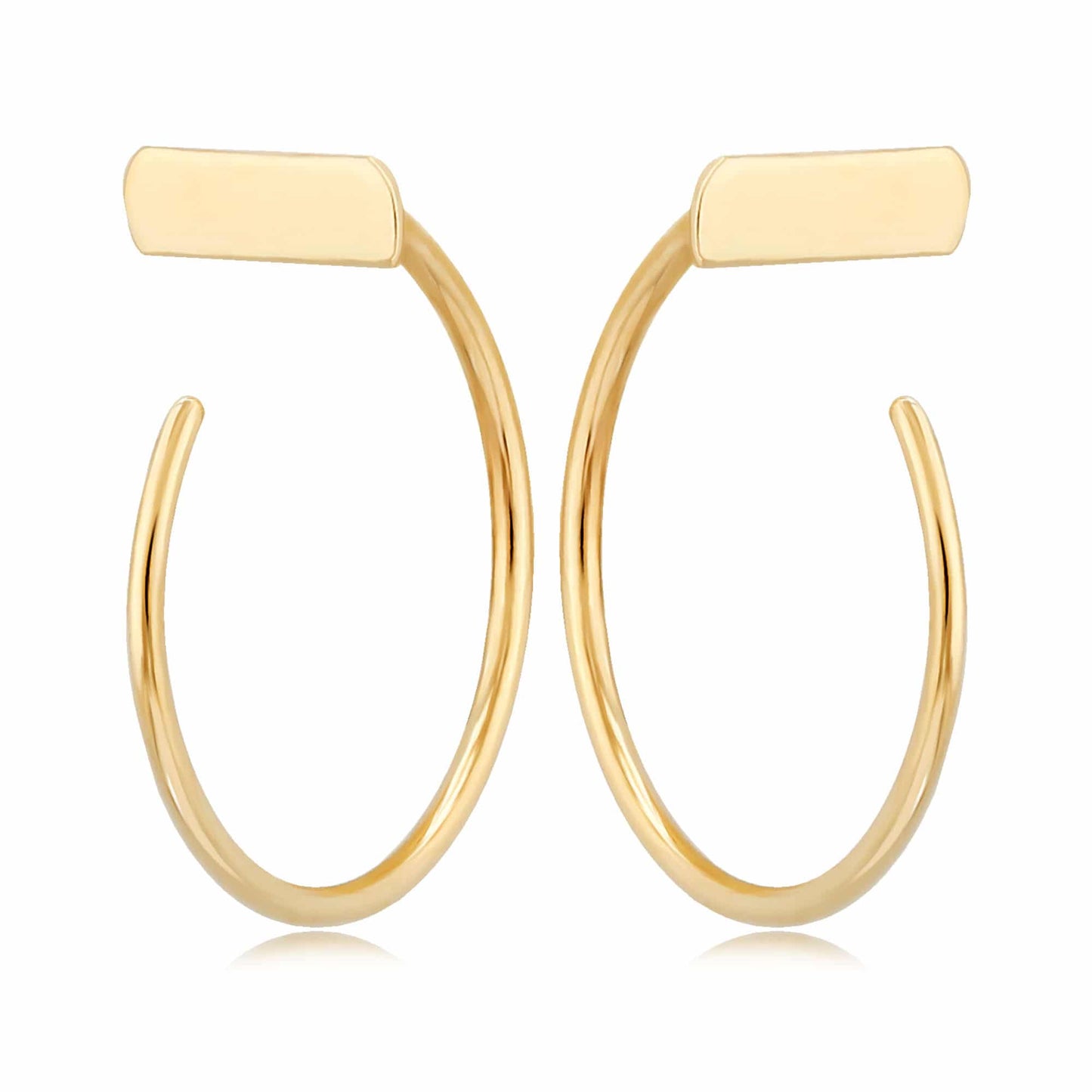 14K Yellow Gold Simple Bar Hoop Earrings by Carla & Nancy B.