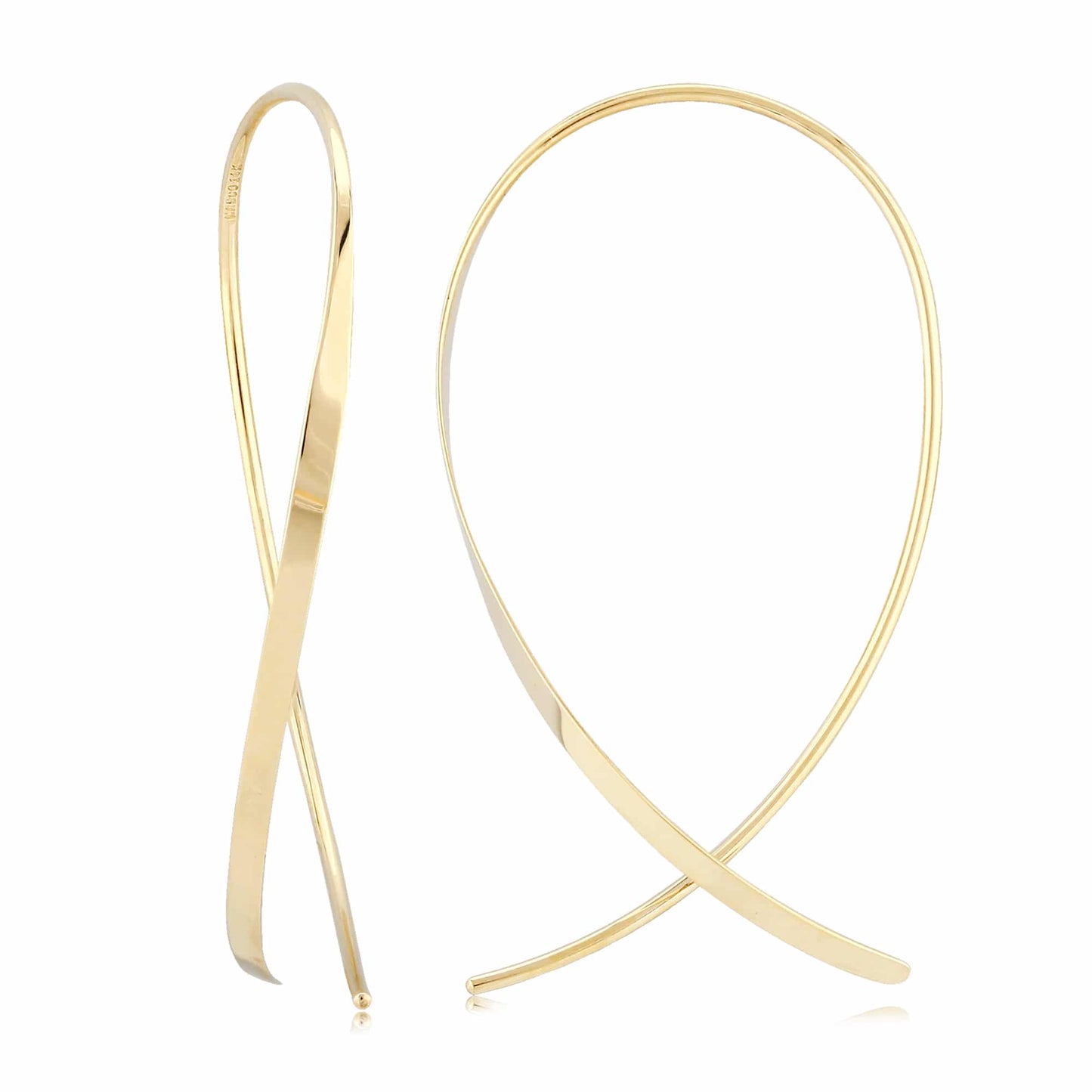 14K Yellow Gold Flat Open Pear Hoop Earrings by Carla & Nancy B.