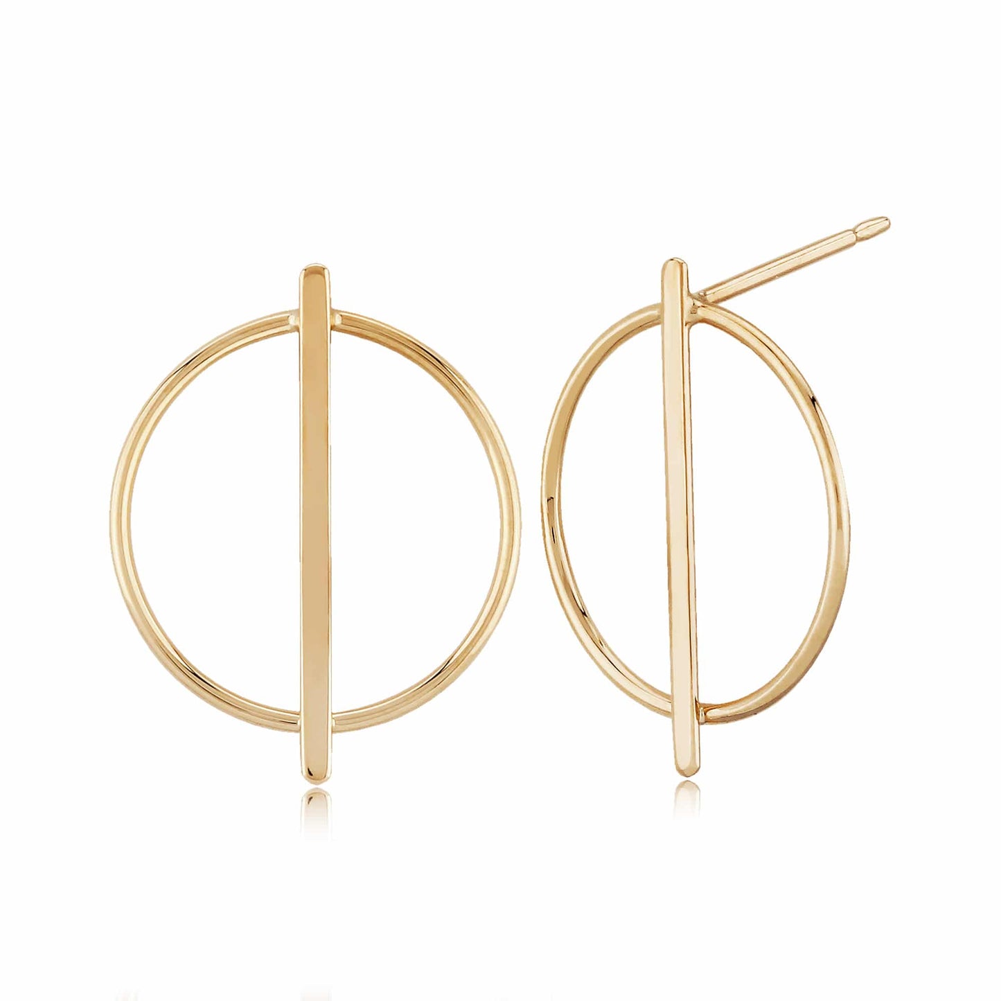 14K Yellow Gold Circle with Bar Earrings by Carla & Nancy B.