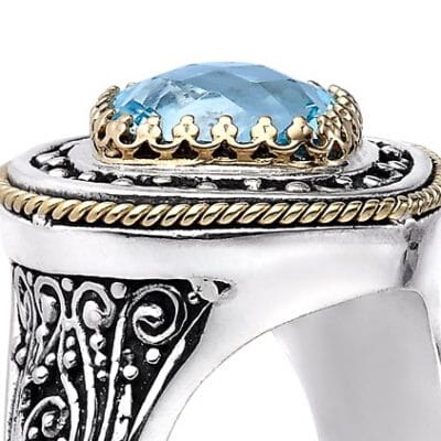 Sterling Silver with 18K Gold Blue Topaz Ring by Sara Blaine
