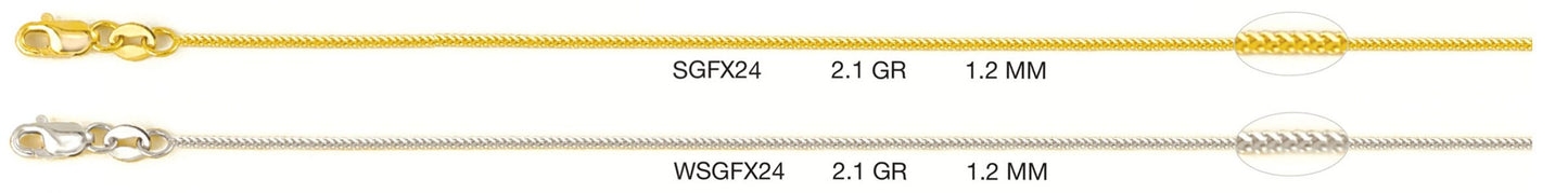14K Yellow Gold Round Diamond Cut Wheat Chain