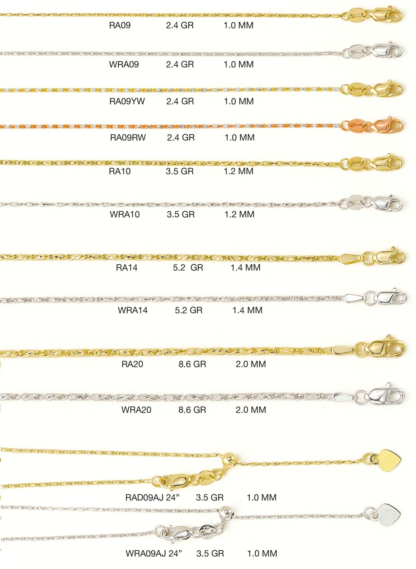 14K Gold Raso Chain