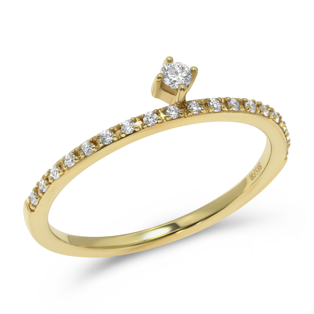 14K Yellow Gold Diamond Band with Attached Diamond
