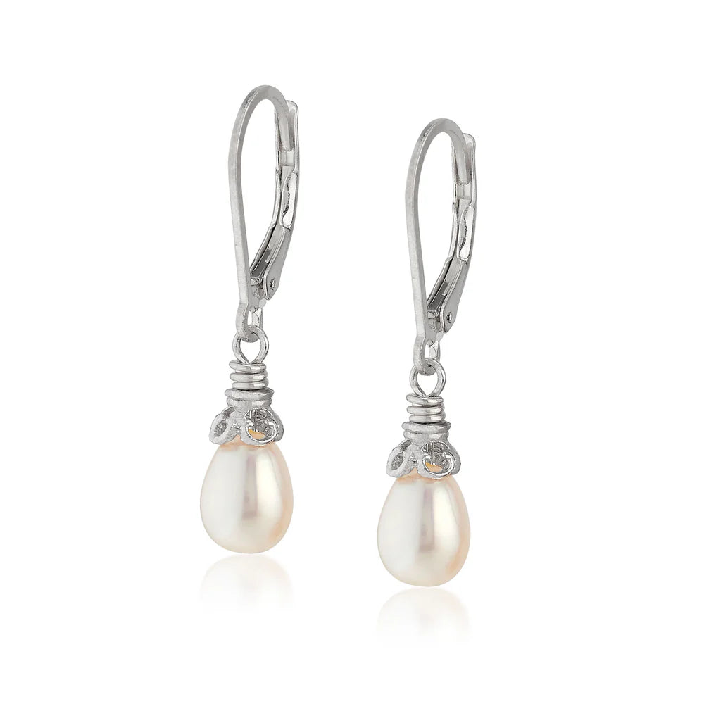 Sterling Silver Petite Freshwater Pearl Drop Earrings