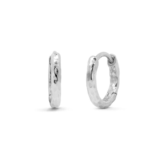 Sterling Silver Wild Textured Organic Huggies