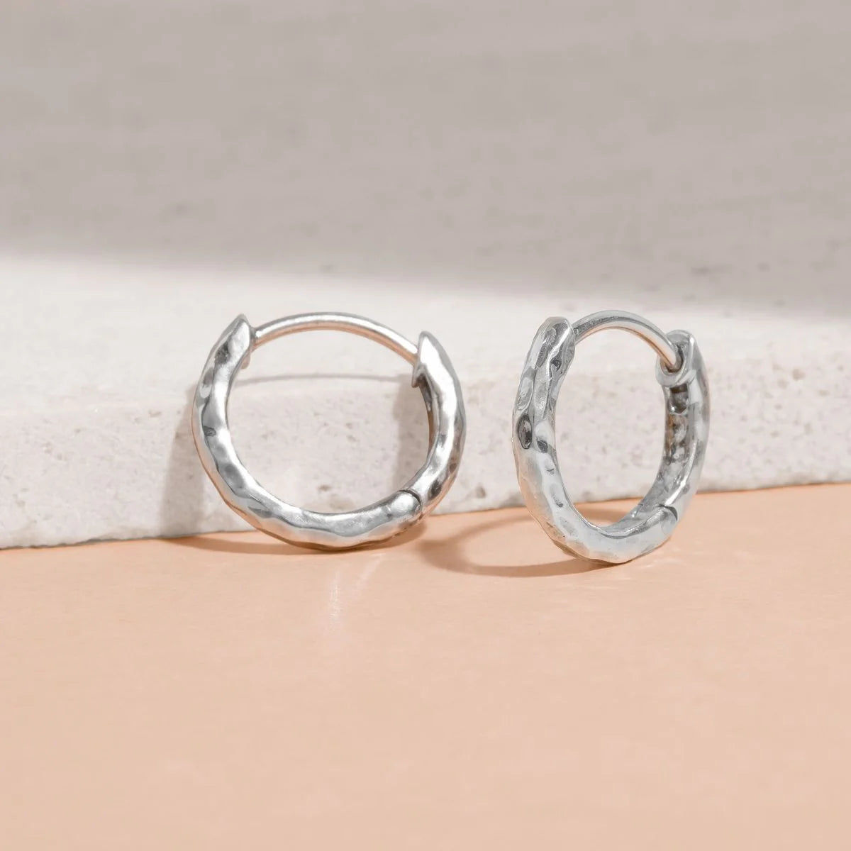 Sterling Silver Wild Textured Organic Huggies