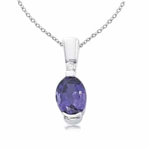 14K White Gold Amethyst and Diamond Oval Pendant by Carla & Nancy B.