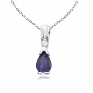 14K White Gold Amethyst and Diamond Pear Pendant by Carla & Nancy B.
