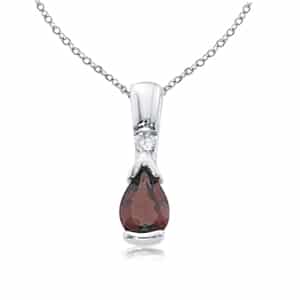 14K White Gold 7x5mm Garnet Pendant with Diamonds by Carla & Nancy B.