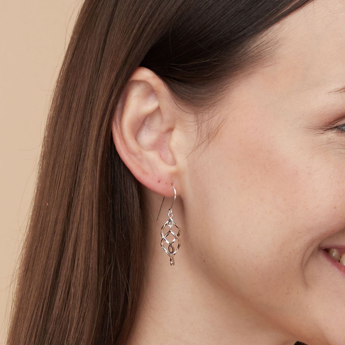 Sterling Silver Spiral Ribbon Dangle Earrings