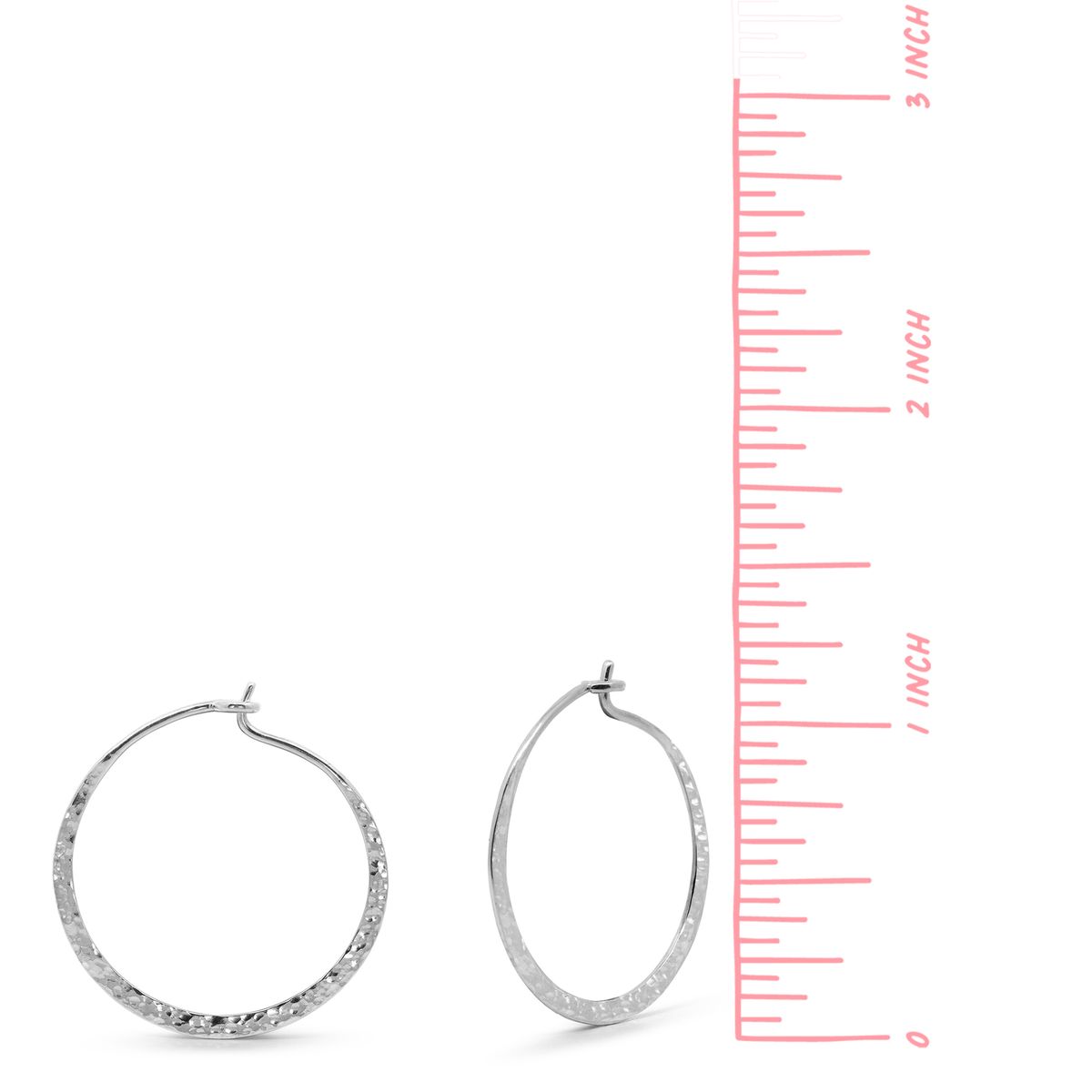 Sterling Silver Organic Texture Wire Hoop Earrings 1 inch