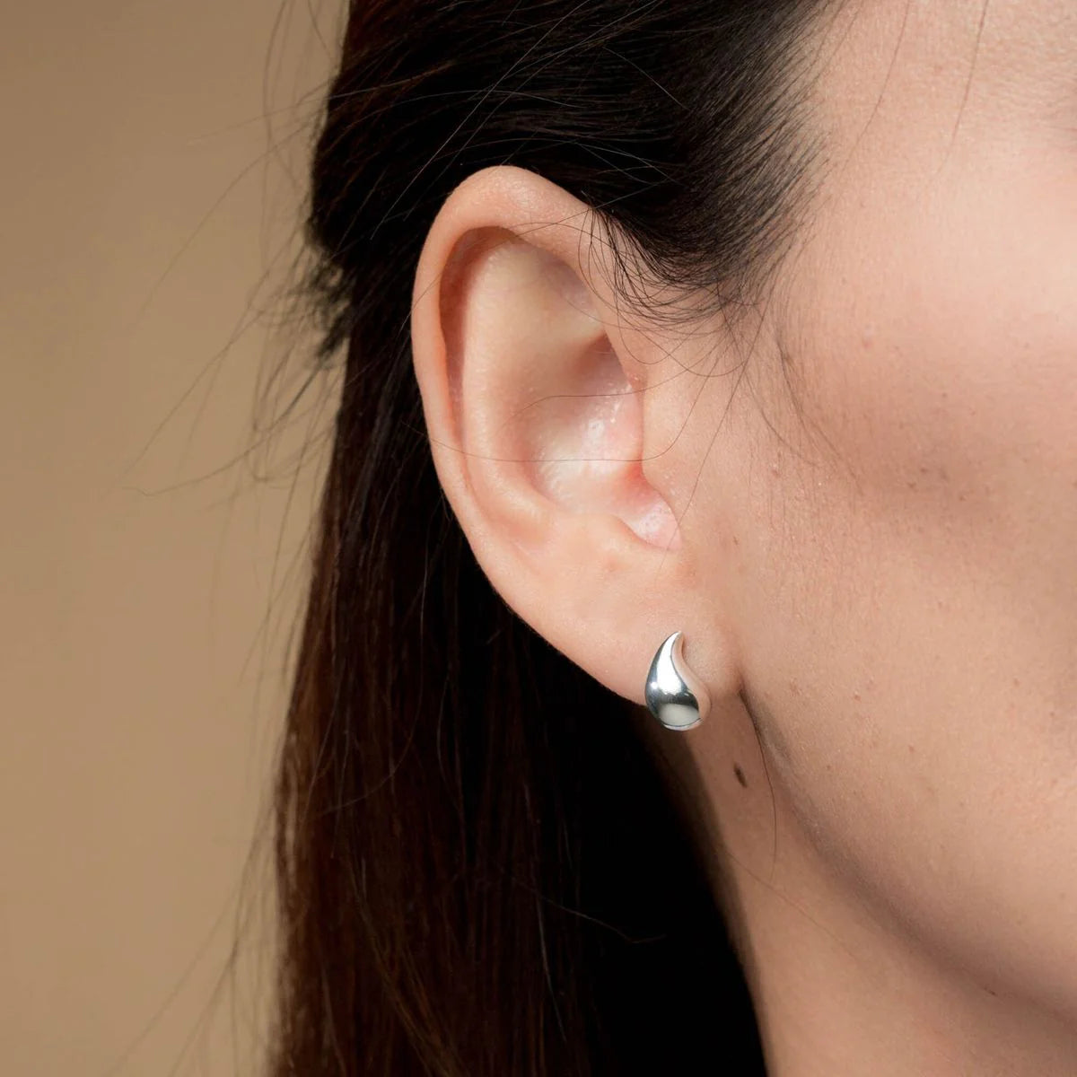 Sterling Silver Water Drop Stud Earrings
