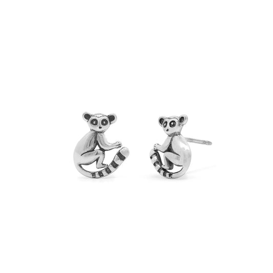 Sterling Silver Lemur Stud Earrings