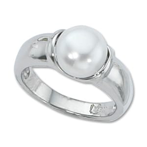 Sterling Silver Button Freshwater Pearl Ring by Carla & Nancy B.