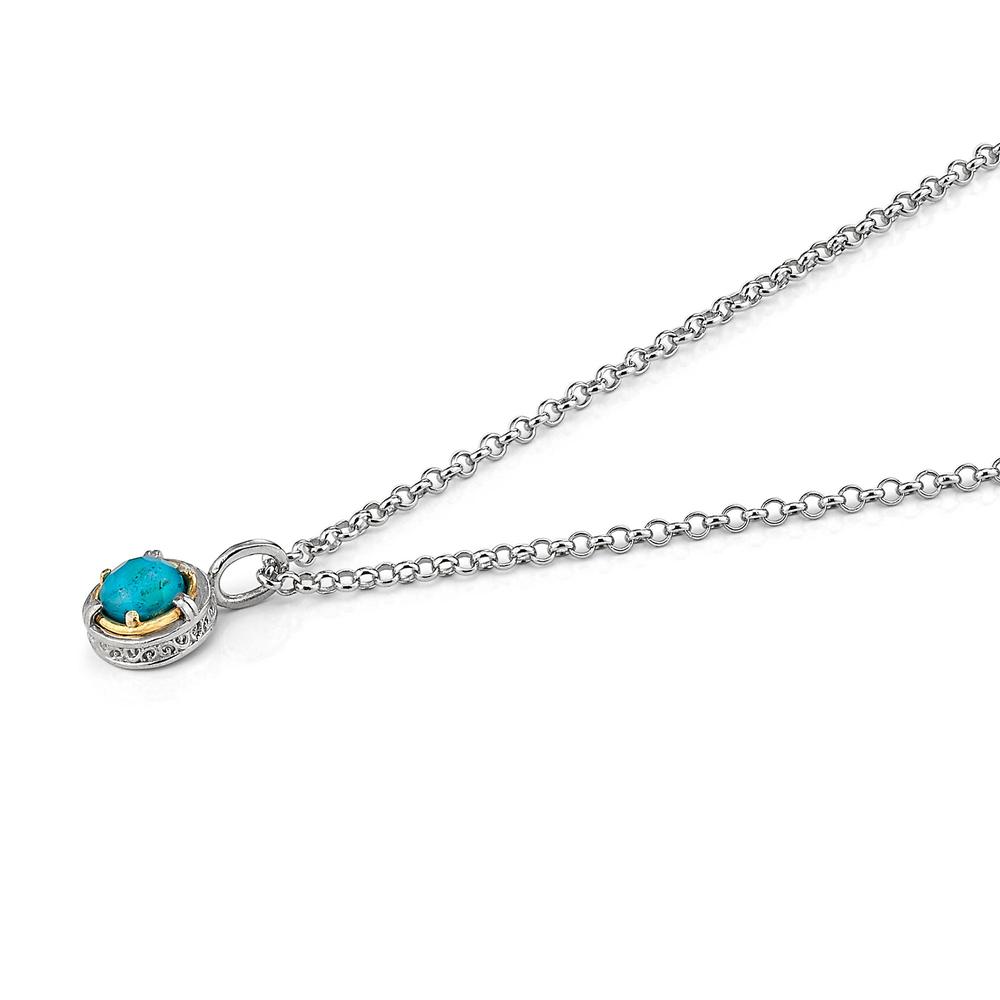 Sterling Silver and 18K Gold Vermeil Chrysocolla Doublet Necklace by Anatoli