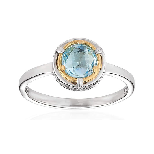 Petite Blue Topaz Ring with 18k Gold Vermeil by Anatoli