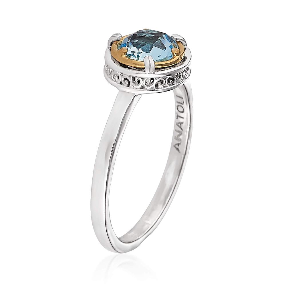 Sterling Silver and 18K Gold Vermeil Large Round Labradorite Ring by Anatoli