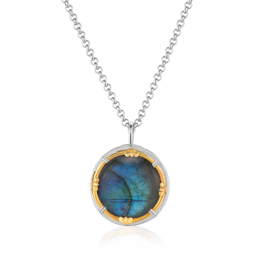 Sterling Long Necklace in Labradorite with 18K Gold Vermeil