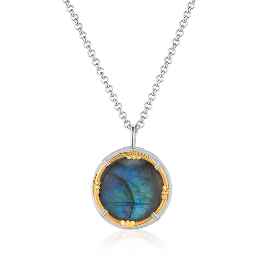 Sterling Long Necklace in Labradorite with 18K Gold Vermeil