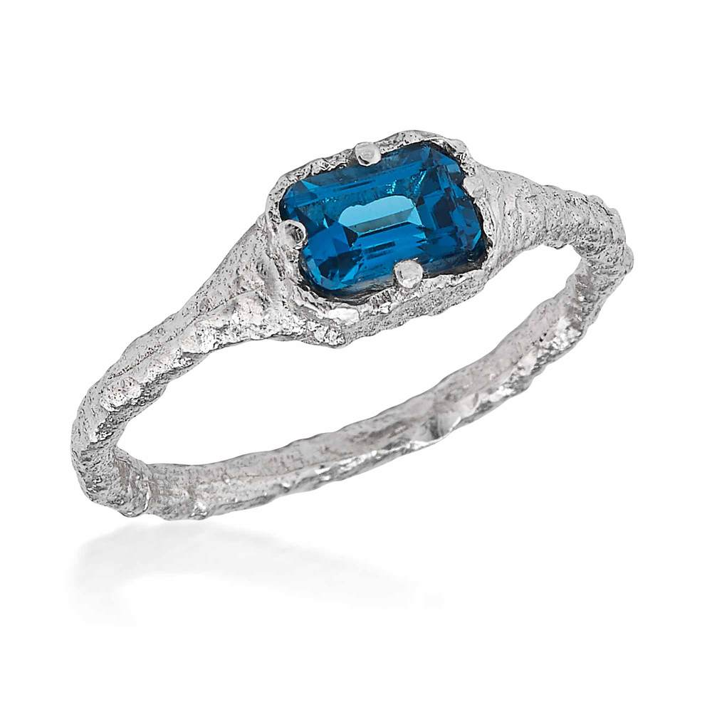 Sterling Silver East-West London Blue Topaz Ring by Anatoli
