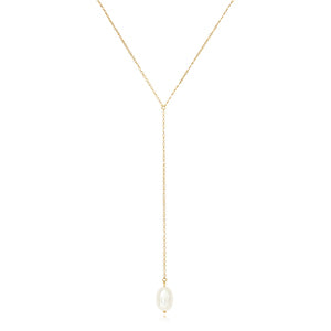 14K Yellow Gold Fresh water Pearl Lariat Necklace