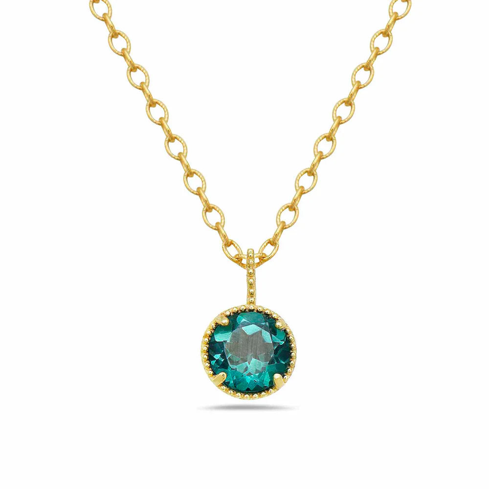 18K Gold Vermeil Faceted Round Paraiba Topaz Necklace