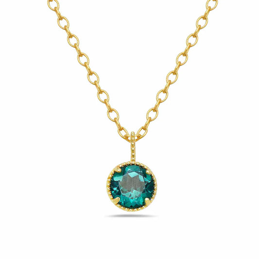 18K Gold Vermeil Faceted Round Paraiba Topaz Necklace
