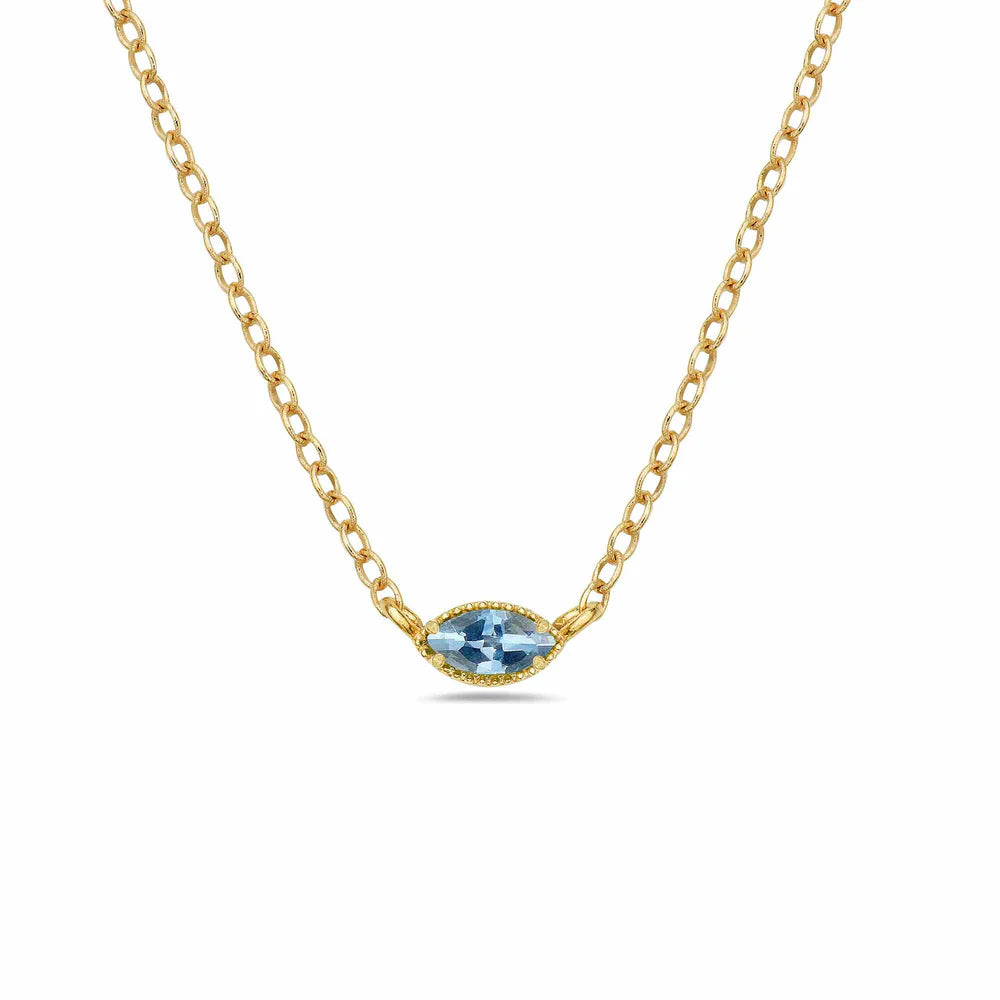 Sterling Silver and Gold Vermeil Petite East-West Aquamarine Necklace