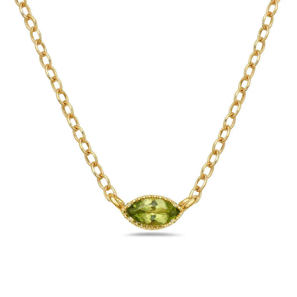 18K Gold Vermeil Petite East-West Peridot Necklace