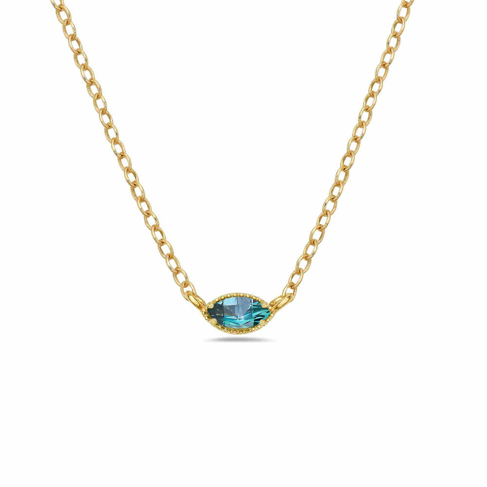 Petite East-West Paraiba Topaz Necklace