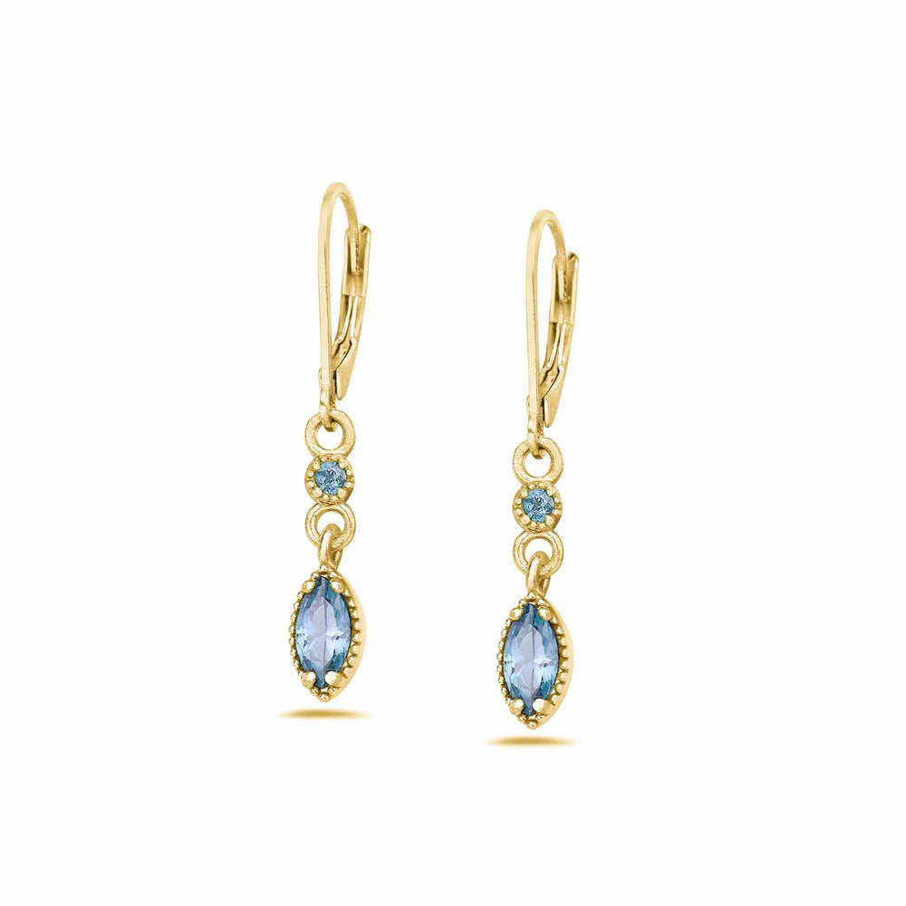 18k Gold Vermeil Aquamarine Dangle Earrings